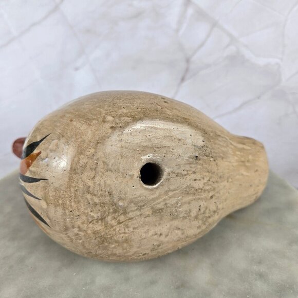 Vintage Mexican Tonala Bird Pottery Hand Painted Bird on Back - Picture 11 of 12
